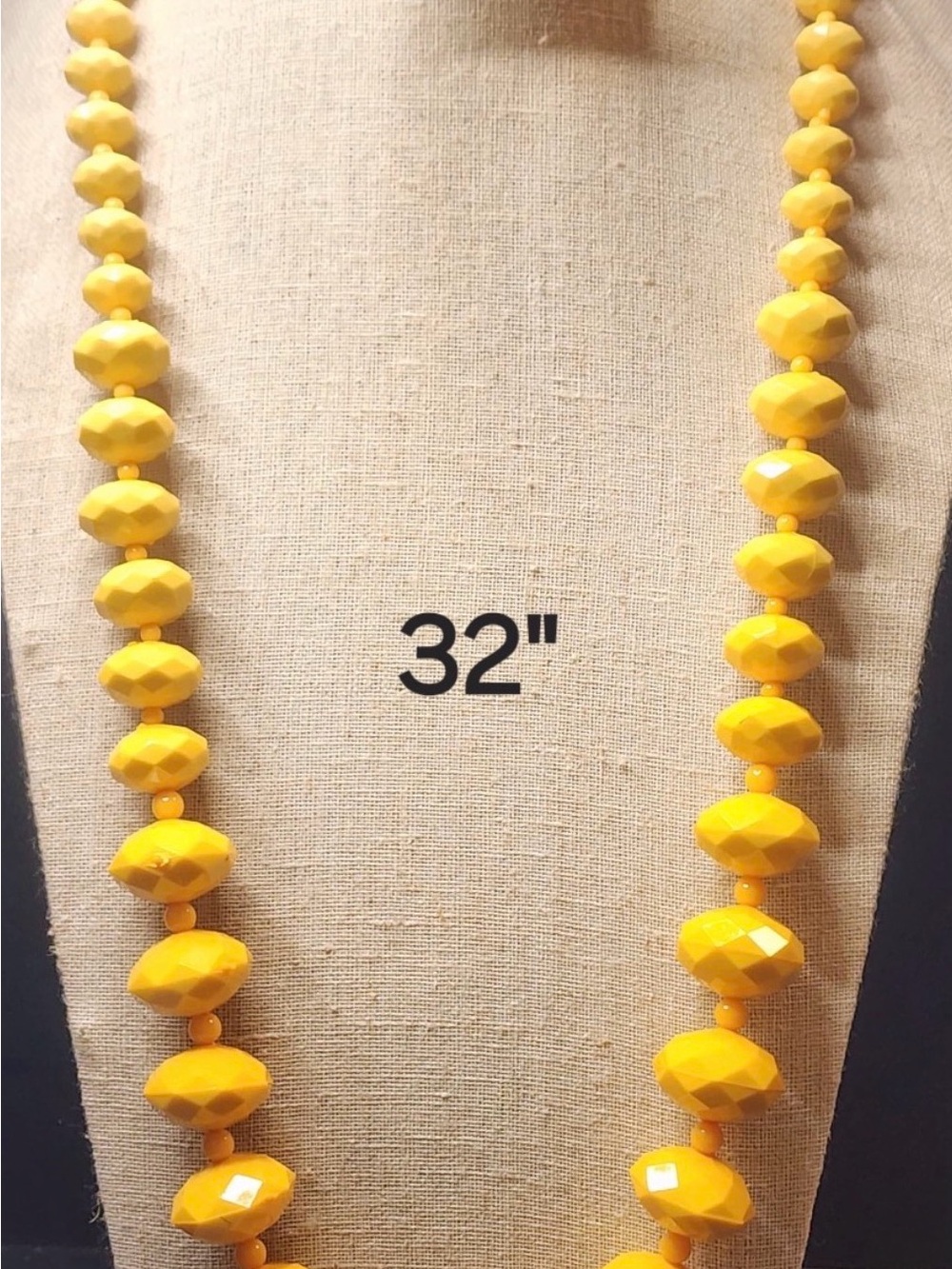 78. Yellow Faceted Bead Long Necklace